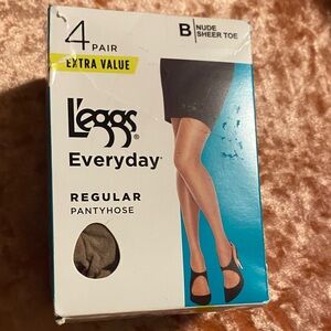 💜4Pair L'eggs Everyday Women's Reinforced Panty Sheer Toe Nylon Pantyhose,Size:B